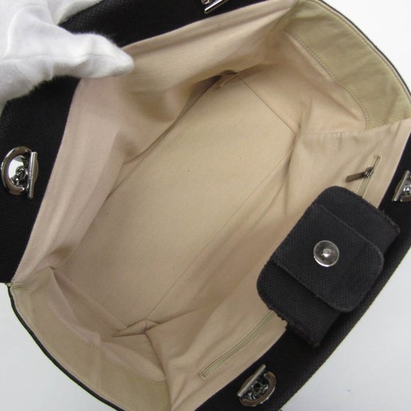 CHANEL Leather & Canvas Tote Bag Black - Picture 3 of 15